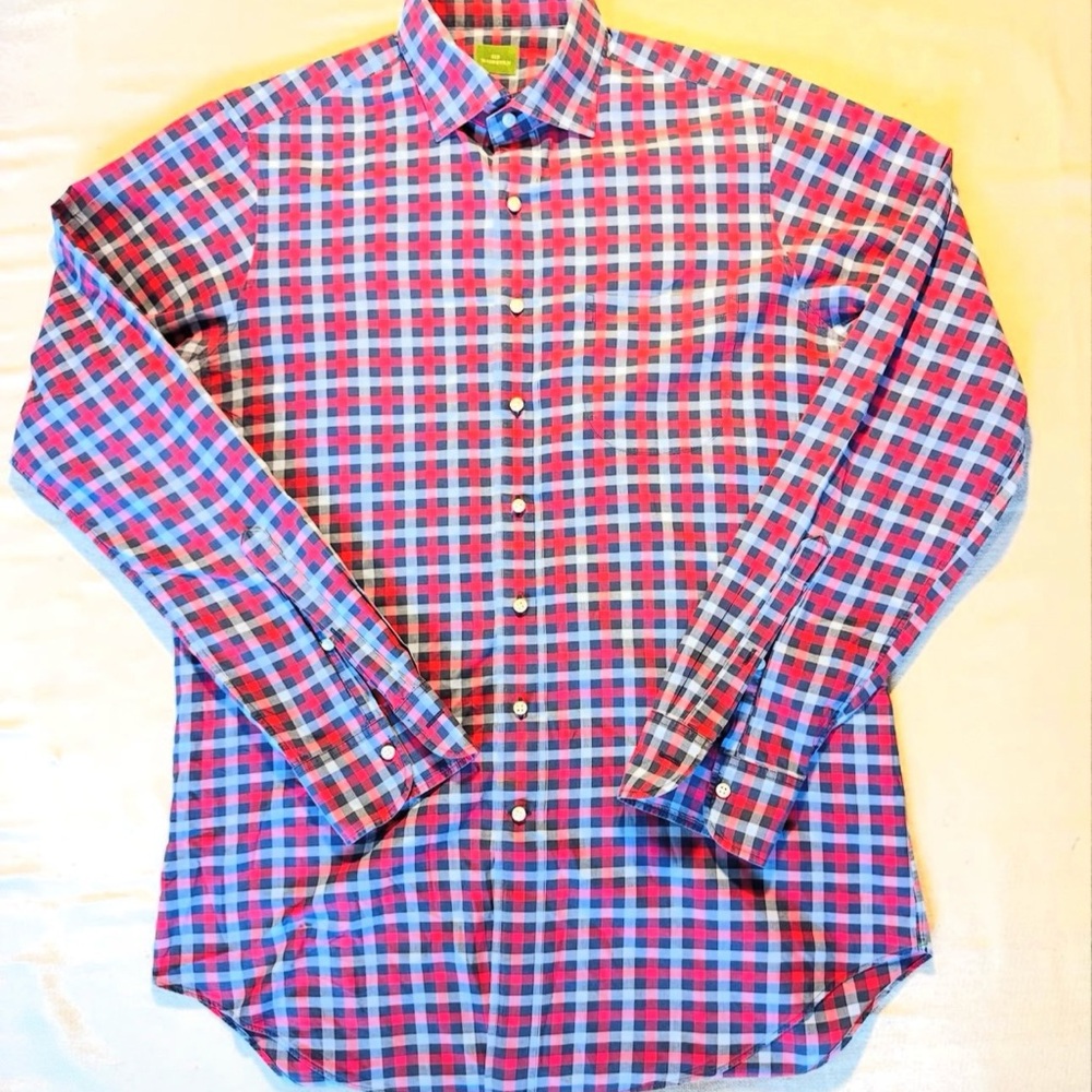 Sid Mashburn Red And Blue Casual Button Down Shir… - image 1